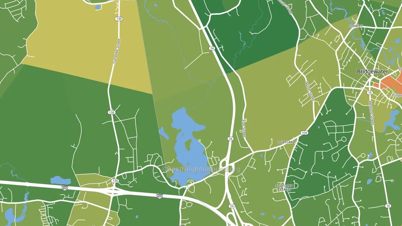 Cochesett, MA block-group voter-turnout map