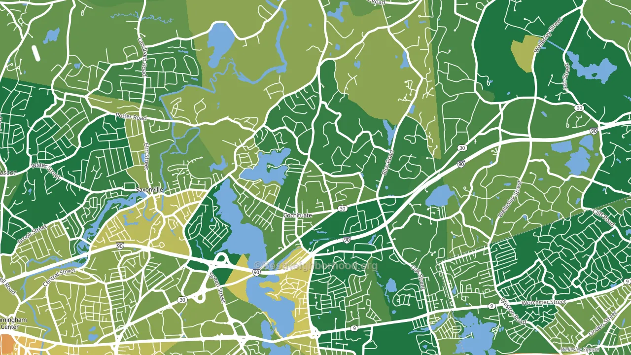 Cochituate, MA block-group voter-turnout map