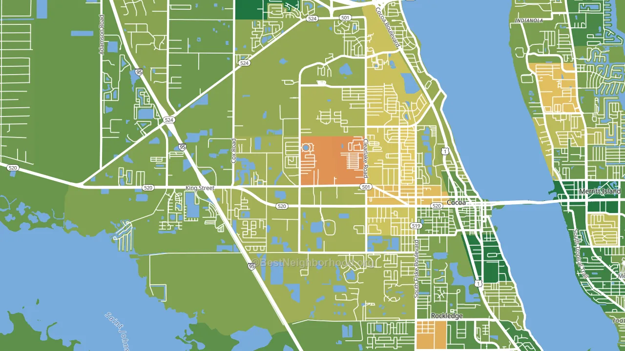 Cocoa West, FL block-group voter-turnout map