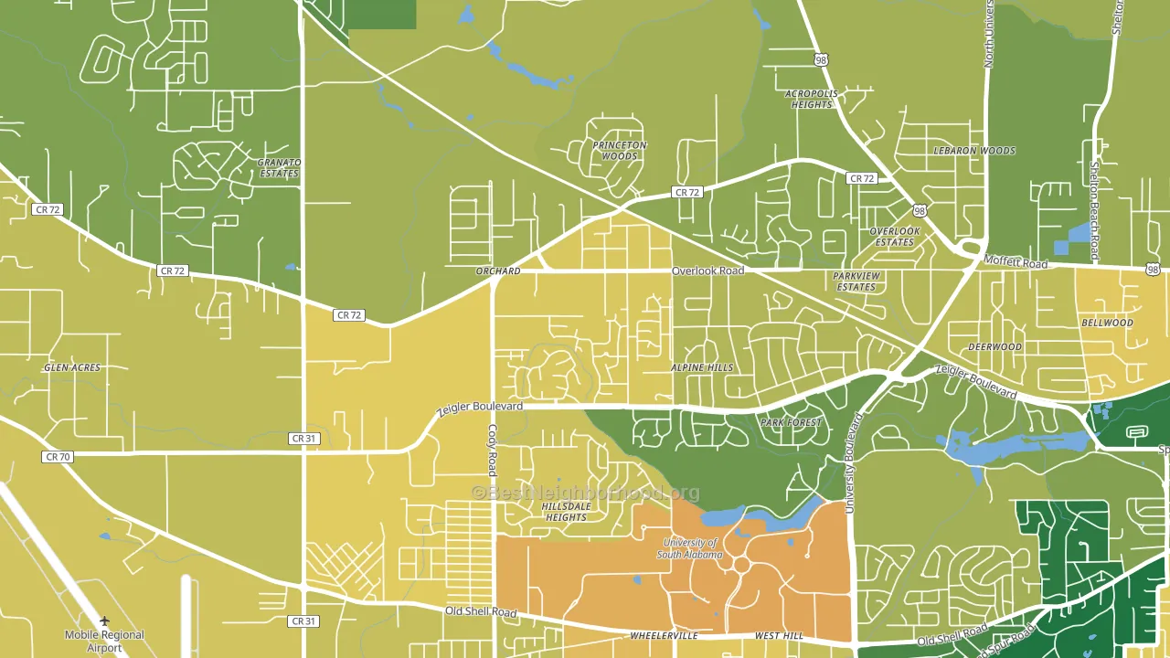 Cody, Mobile, AL block-group voter-turnout map