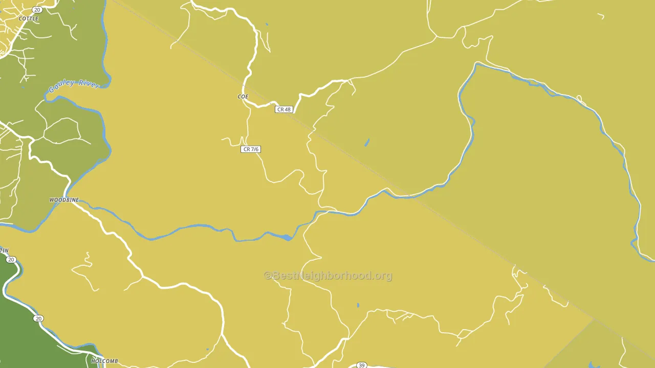 Coe, WV block-group voter-turnout map