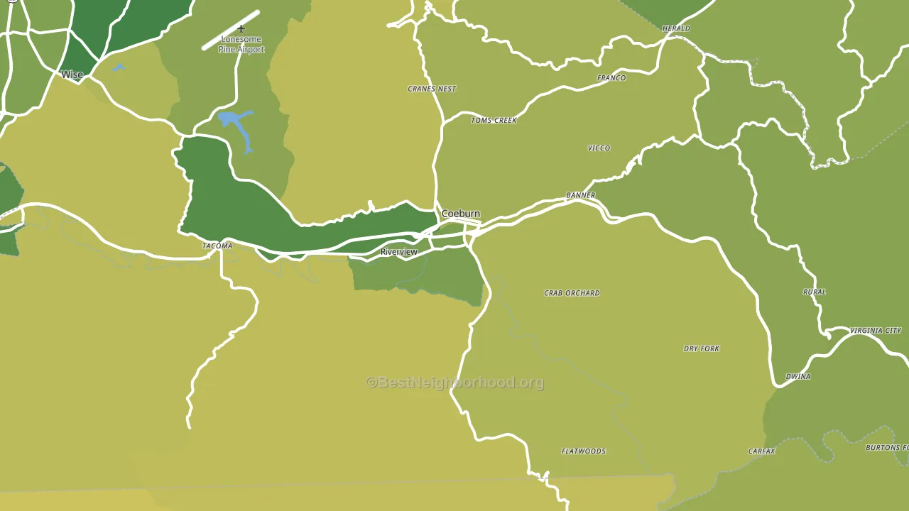 Coeburn, VA block-group voter-turnout map