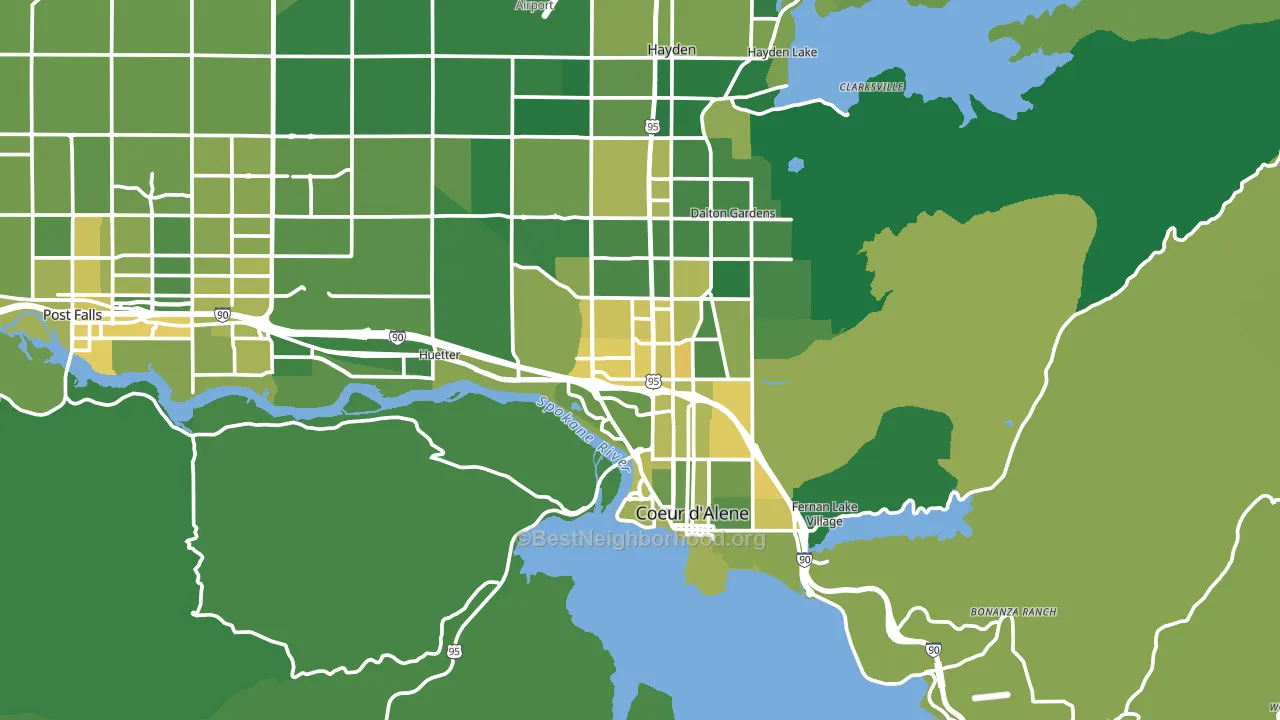 Coeur d'Alene, ID block-group voter-turnout map
