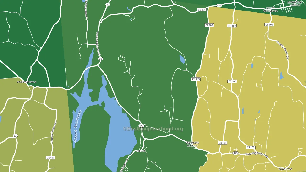 Coeymans Hollow, NY block-group voter-turnout map