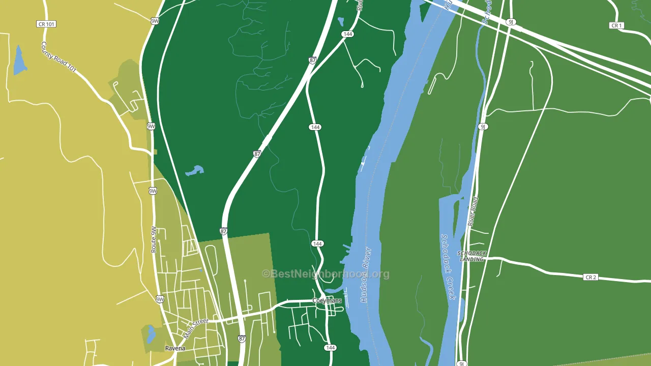 Coeymans, NY block-group voter-turnout map