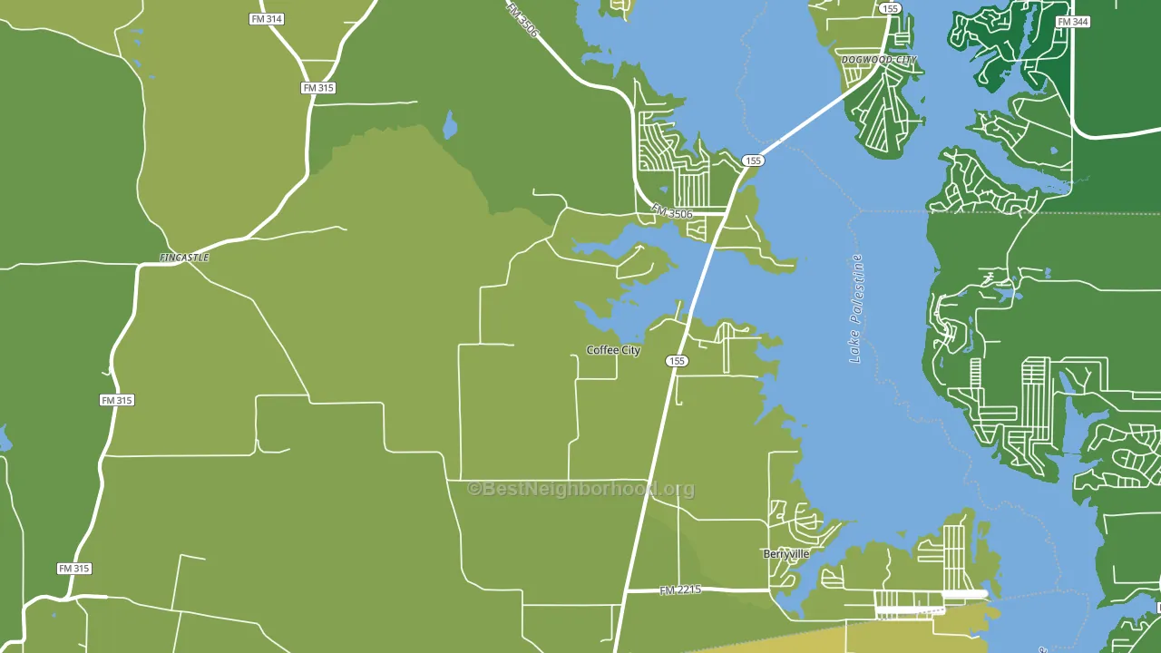 Coffee City, TX block-group voter-turnout map