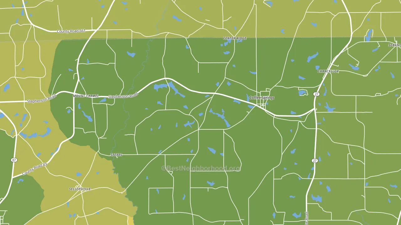 Coffee Springs, AL block-group voter-turnout map