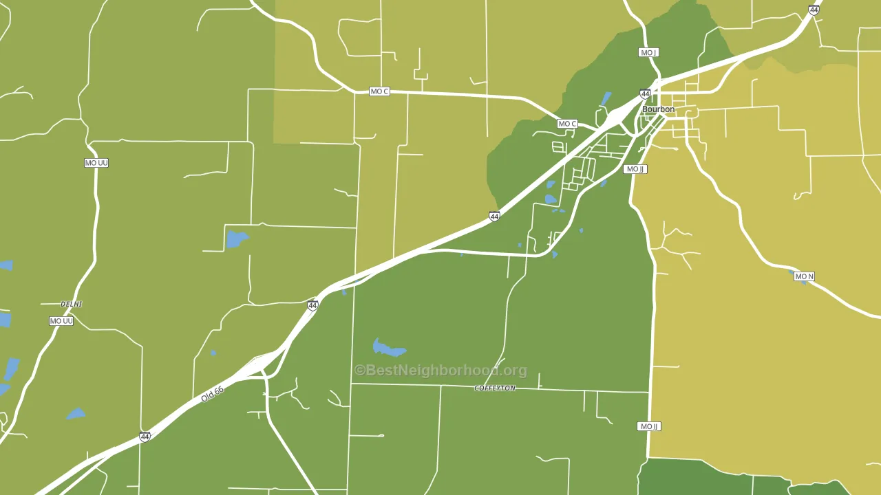 Coffeyton, MO block-group voter-turnout map
