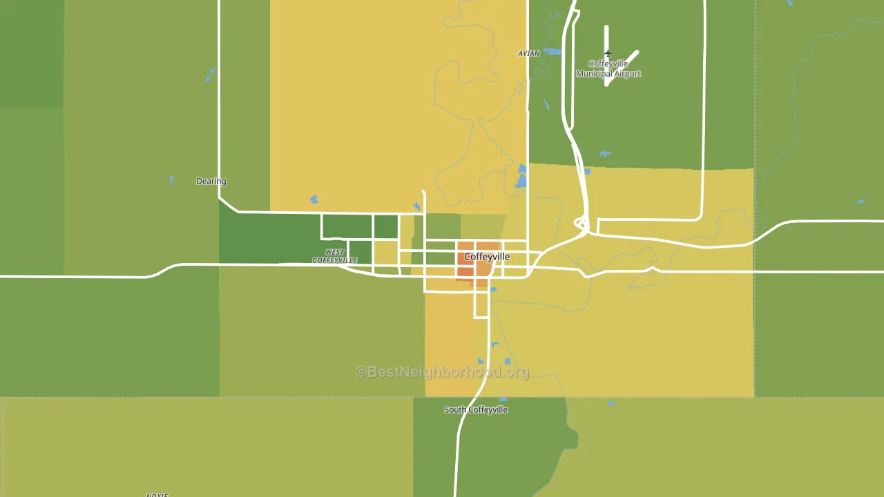 Coffeyville, KS block-group voter-turnout map