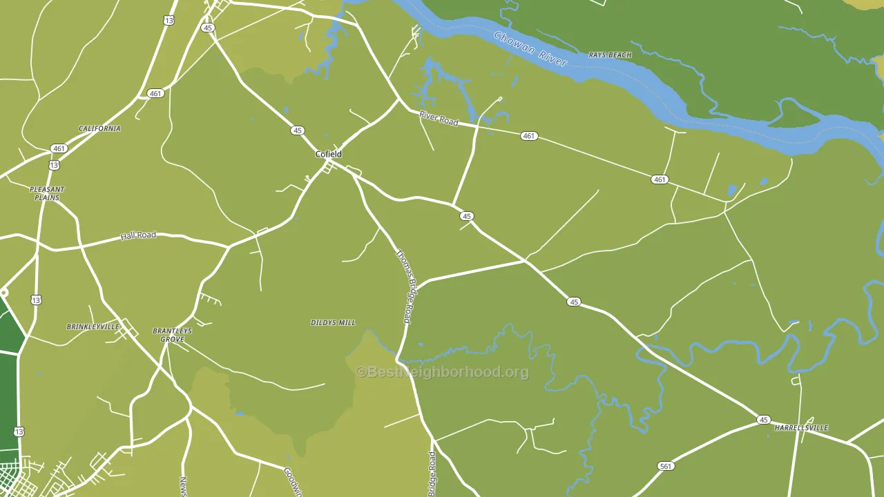 Cofield, NC block-group voter-turnout map