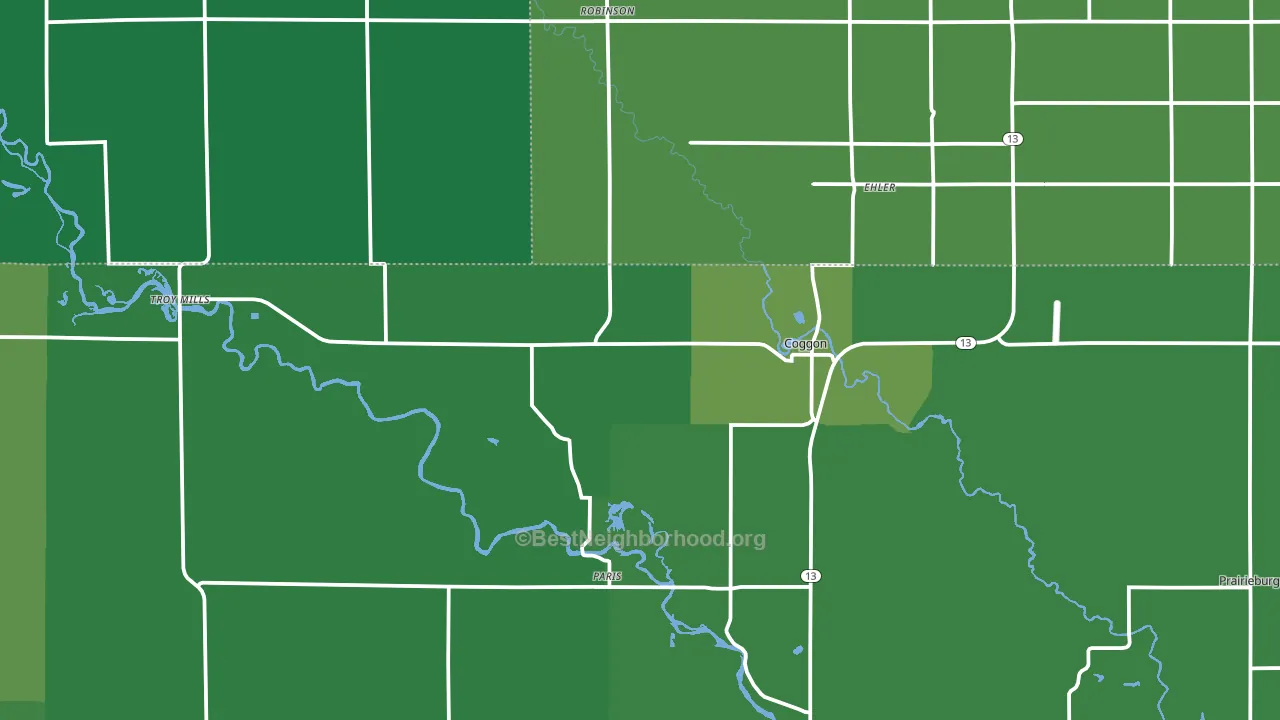 Coggon, IA block-group voter-turnout map