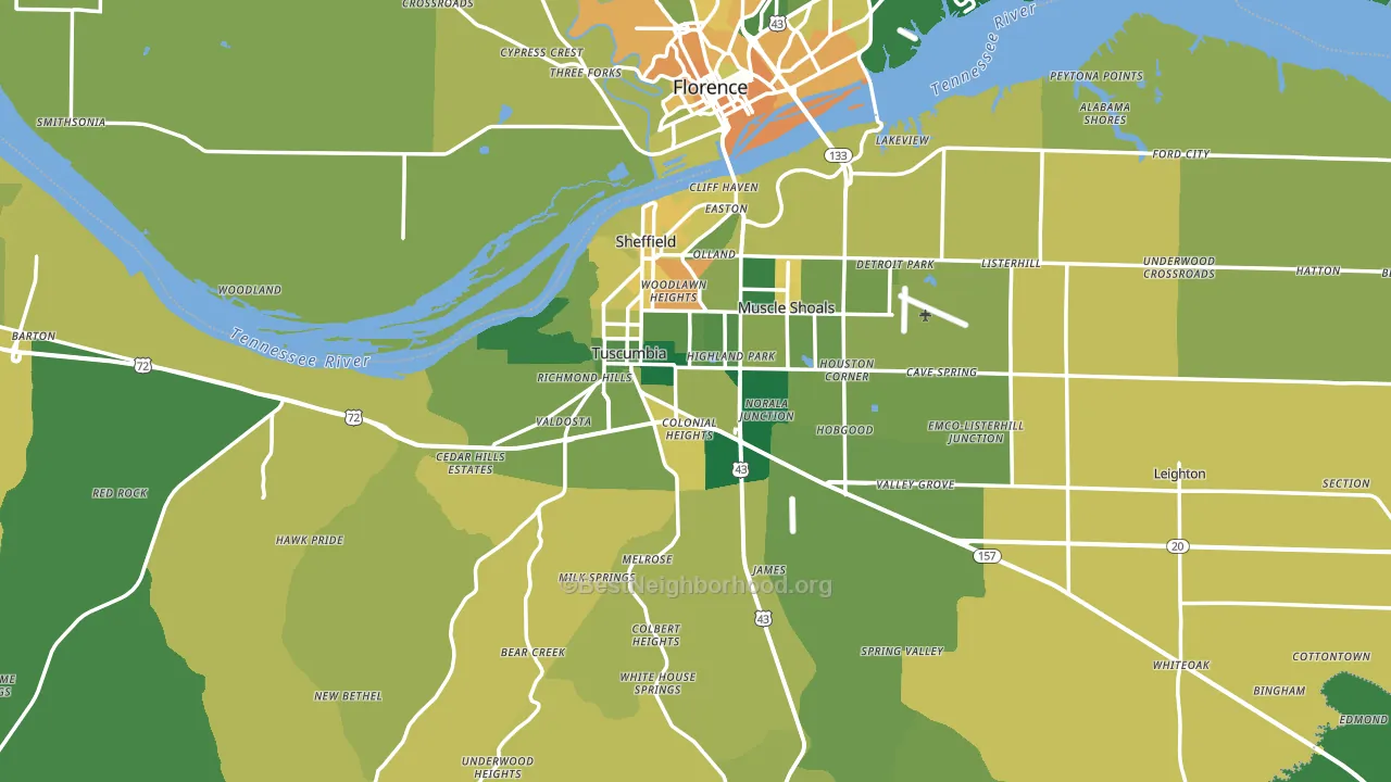 Colbert County, AL block-group voter-turnout map