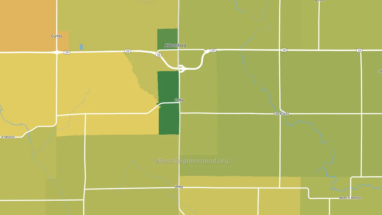 Colby, WI block-group voter-turnout map