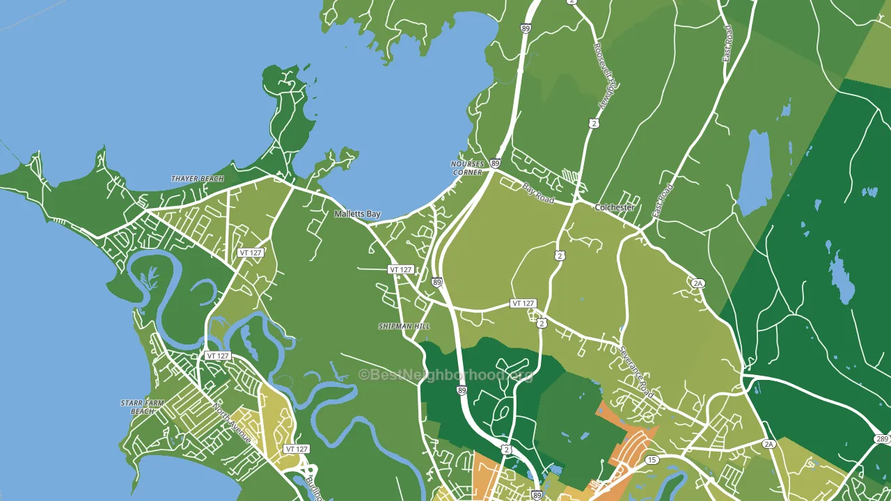 Colchester, VT block-group voter-turnout map