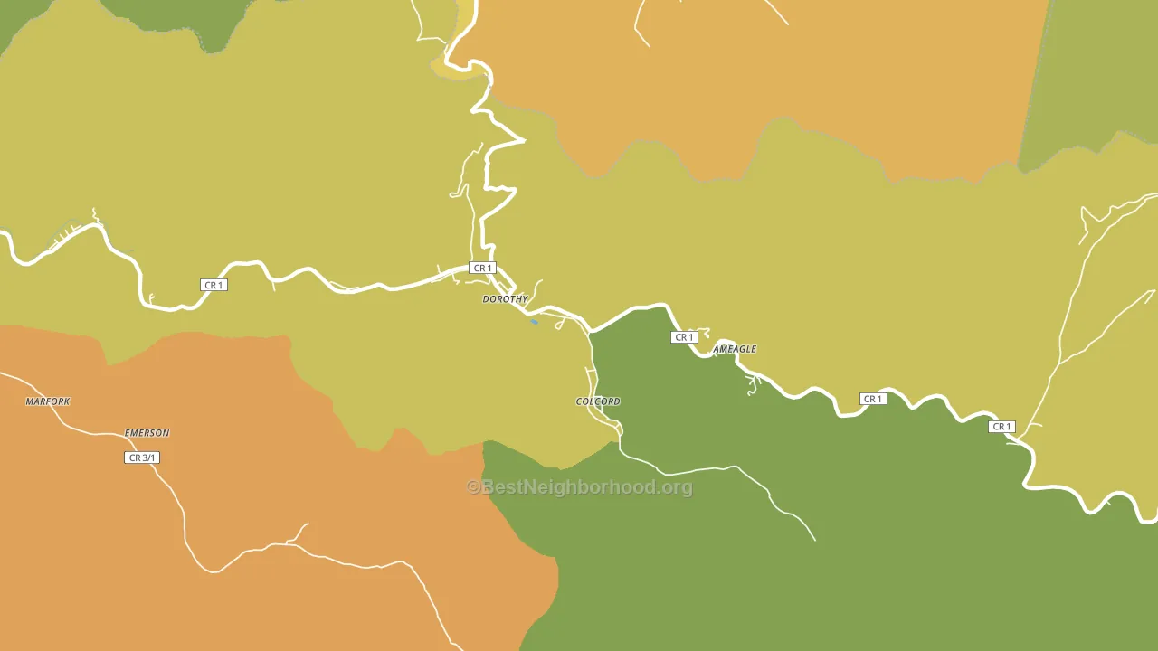 Colcord, WV block-group voter-turnout map