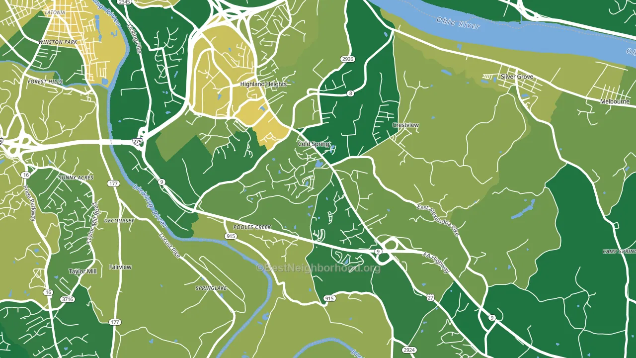 Cold Spring, KY block-group voter-turnout map