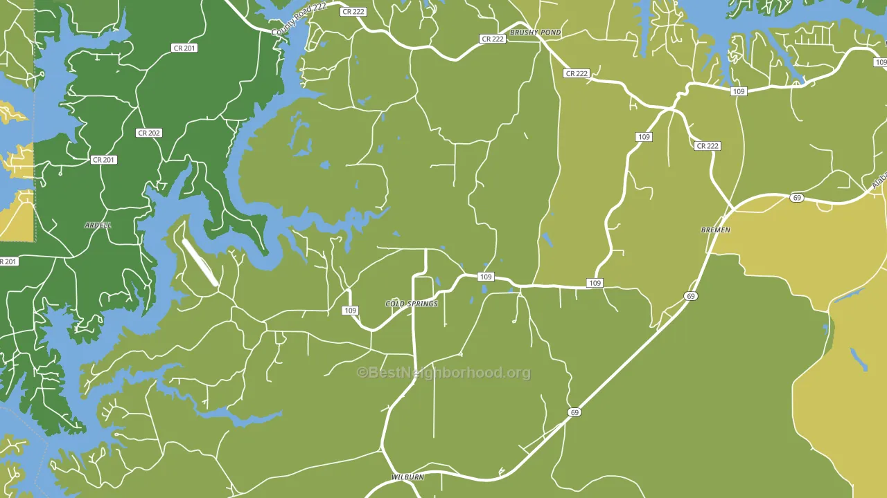 Cold Springs, AL block-group voter-turnout map
