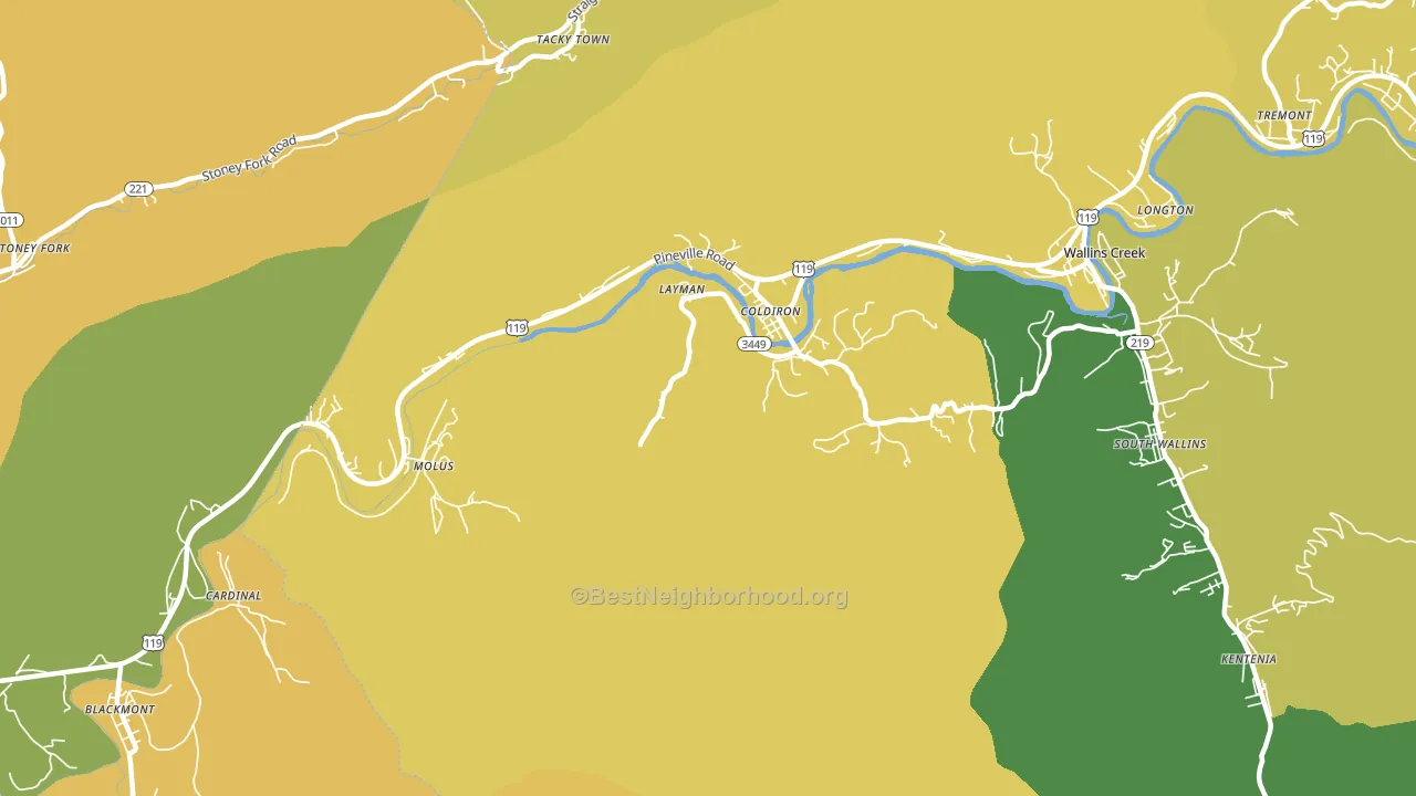 Coldiron, KY block-group voter-turnout map