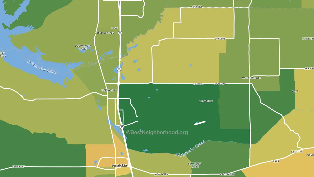 Coldwater, MS block-group voter-turnout map