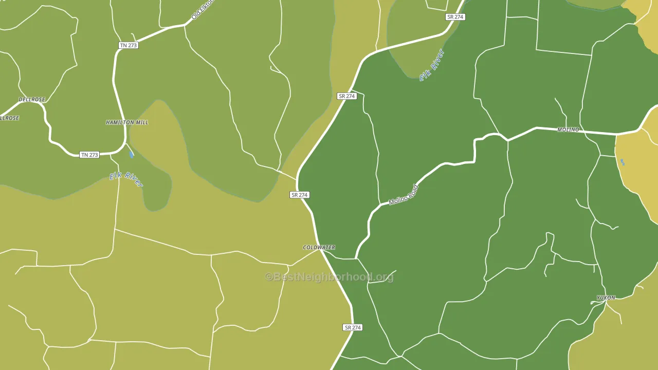 Coldwater, TN block-group voter-turnout map
