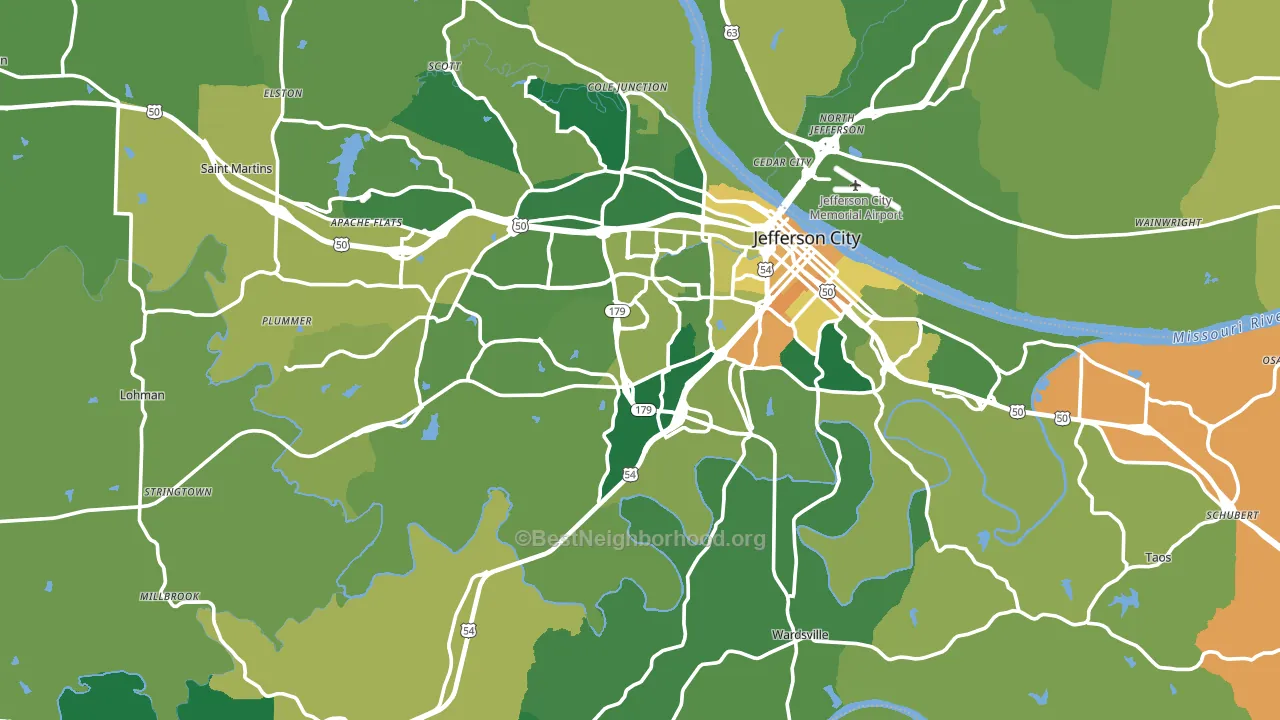 Cole County, MO block-group voter-turnout map