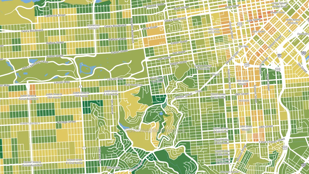 Cole Valley, San Francisco, CA block-group voter-turnout map
