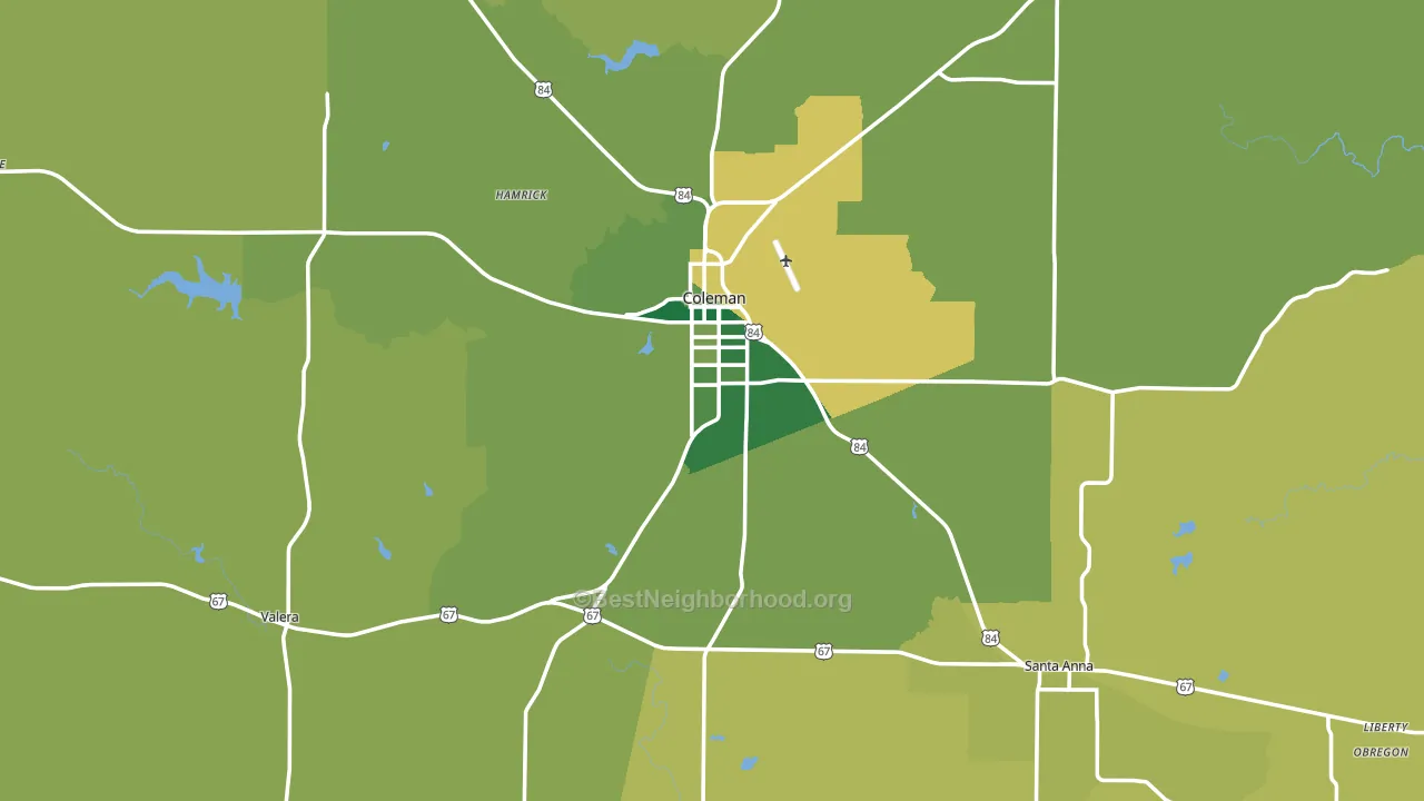 Coleman County, TX block-group voter-turnout map