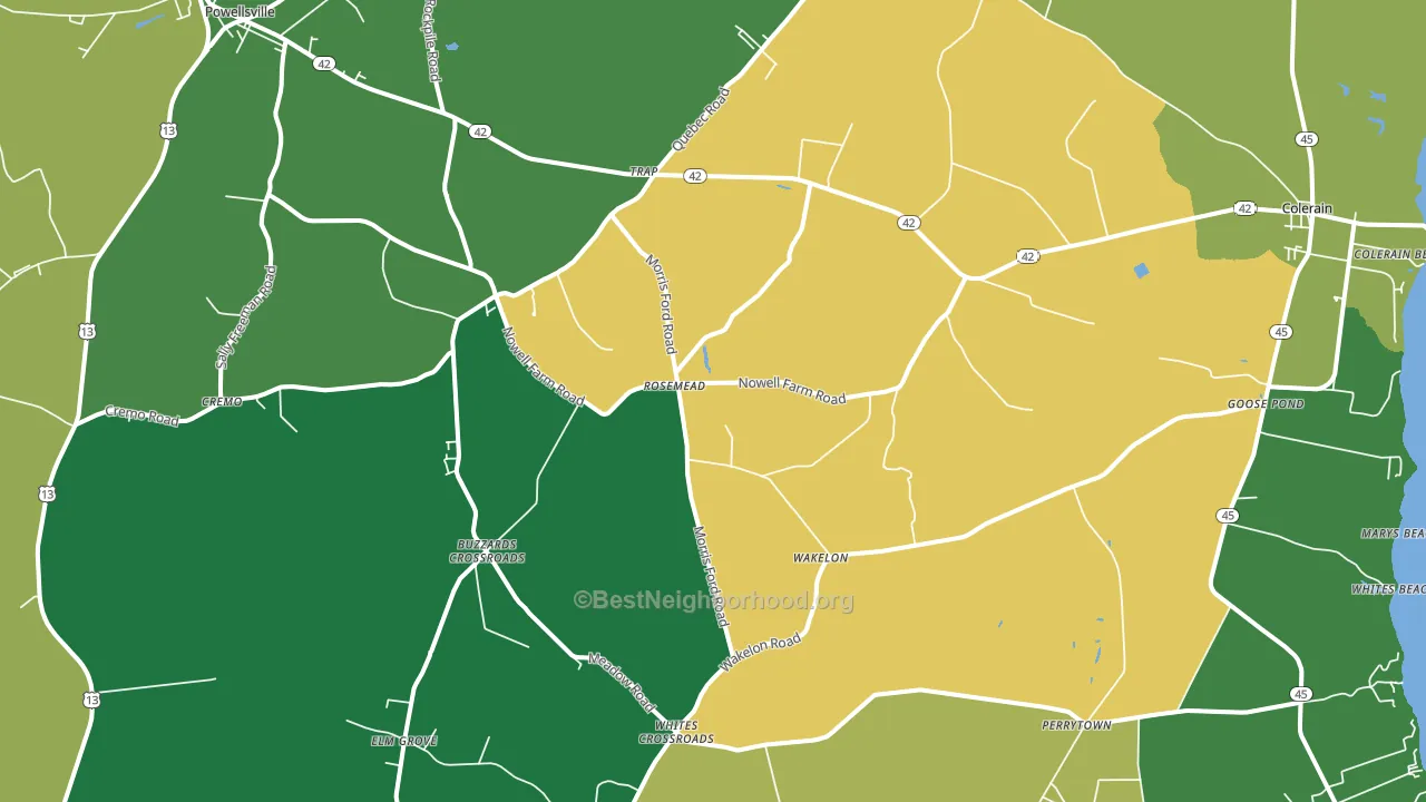 Colerain, NC block-group voter-turnout map