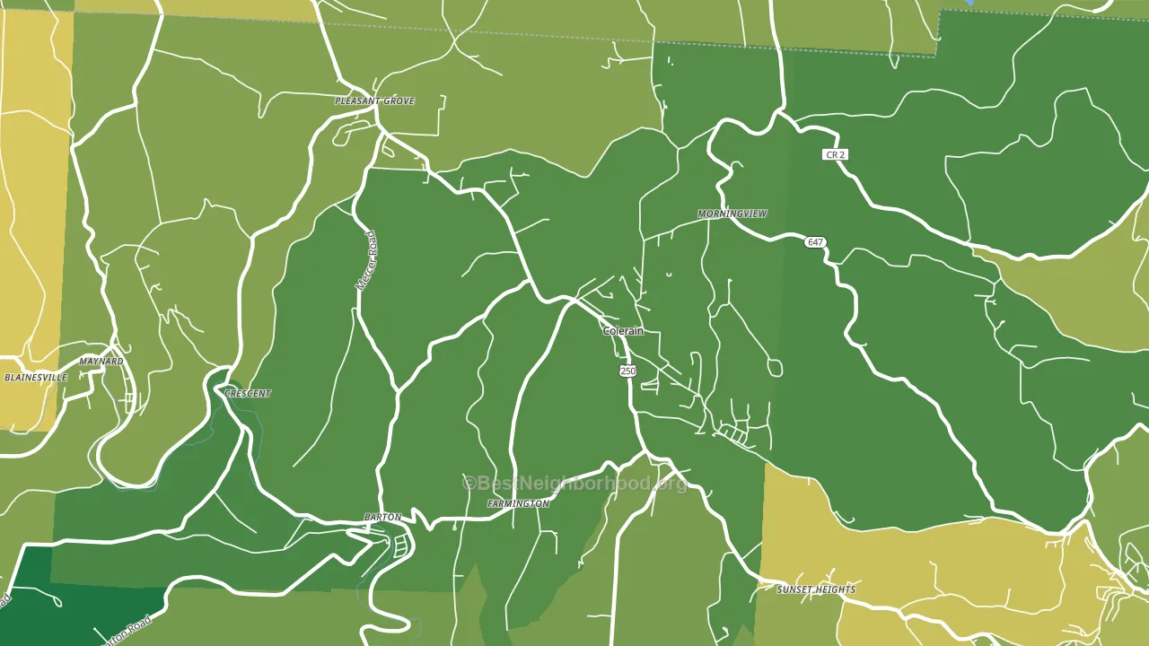 Colerain, OH block-group voter-turnout map