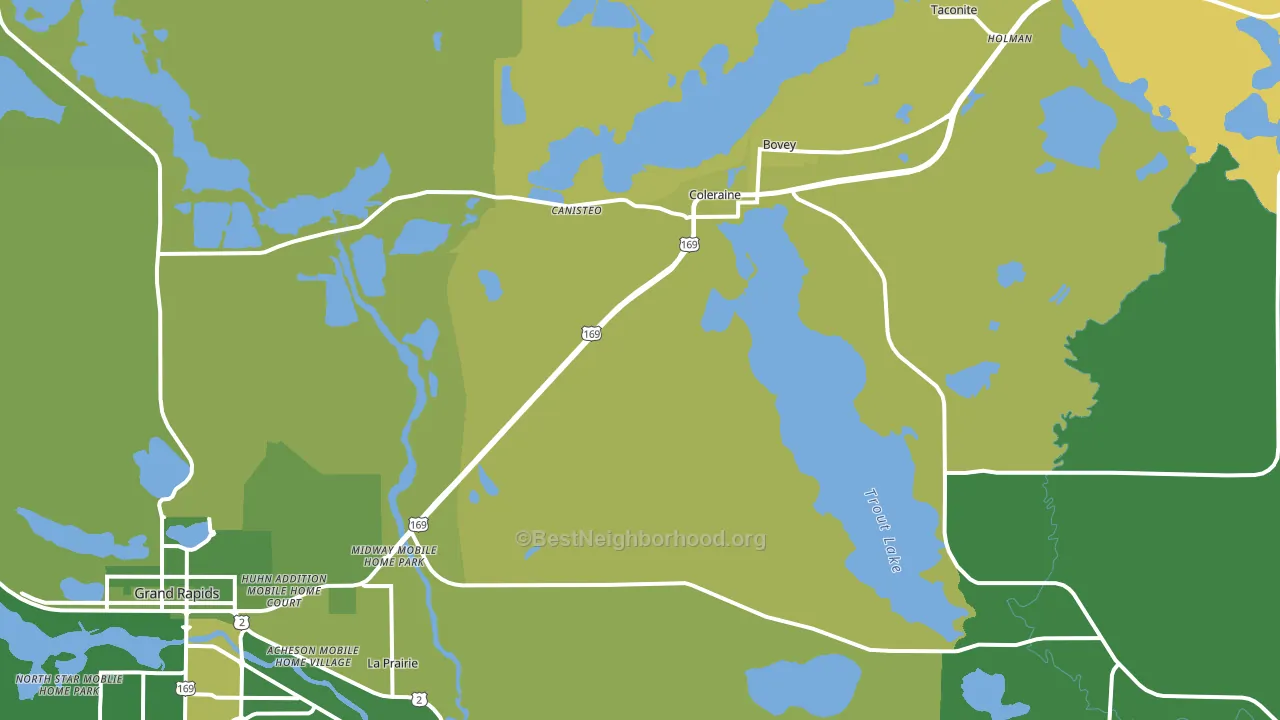 Coleraine, MN block-group voter-turnout map