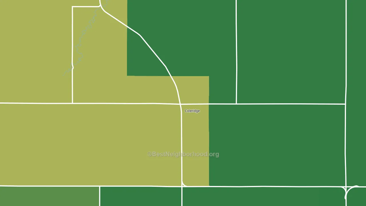 Coleridge, NE block-group voter-turnout map