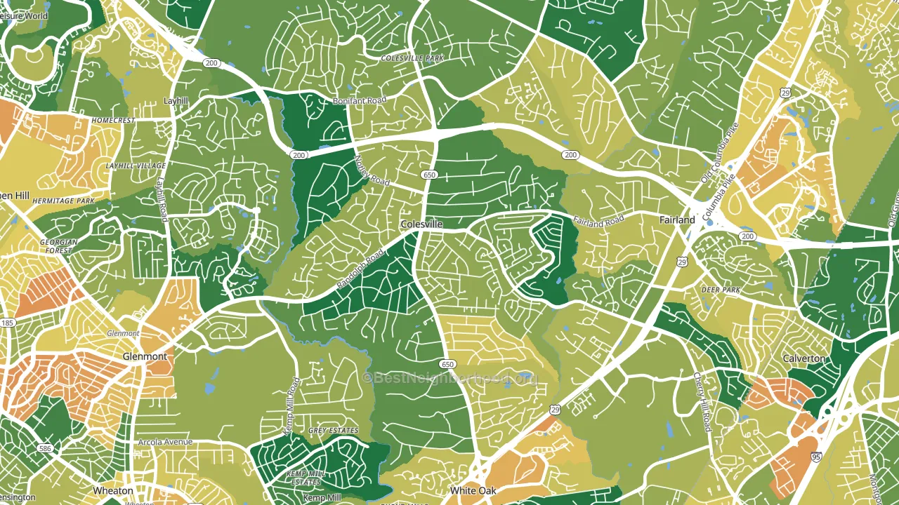 Colesville, MD block-group voter-turnout map