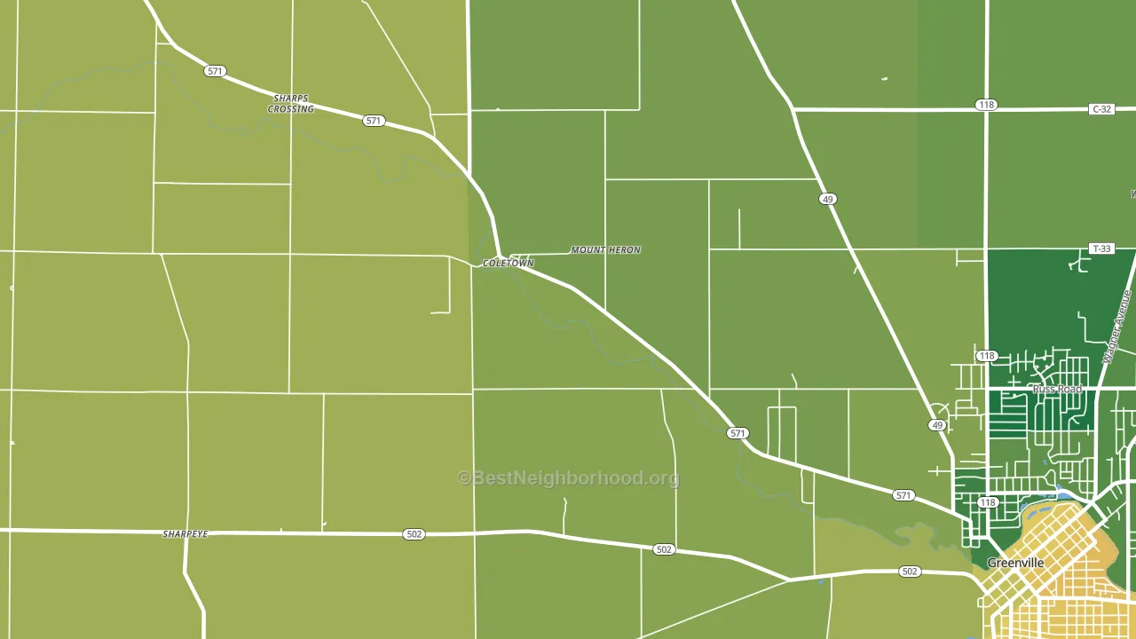 Coletown, OH block-group voter-turnout map