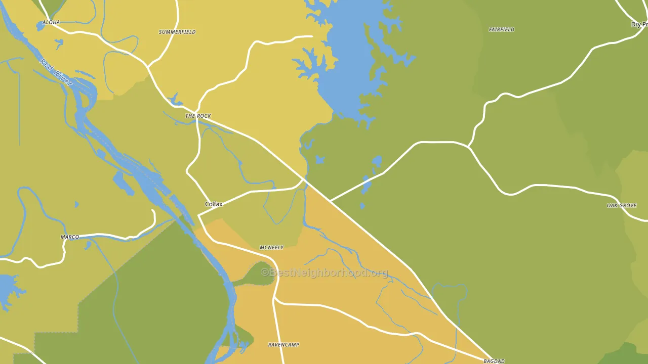 Colfax, LA block-group voter-turnout map