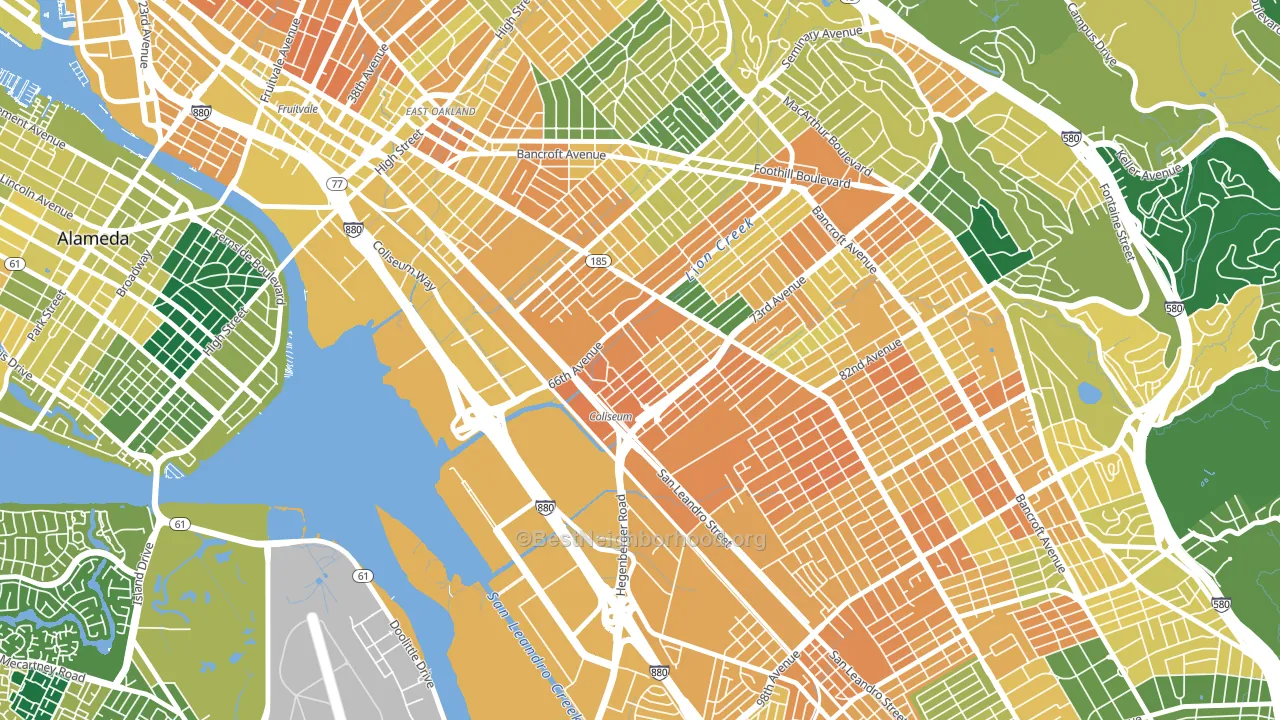 Coliseum, Oakland, CA block-group voter-turnout map
