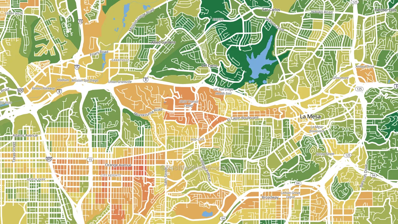 College Area, San Diego, CA block-group voter-turnout map