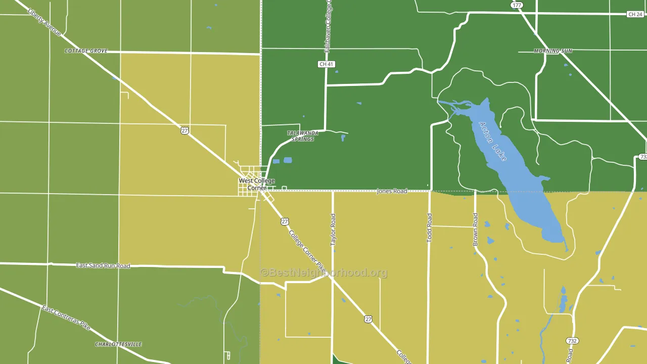 College Corner, OH block-group voter-turnout map