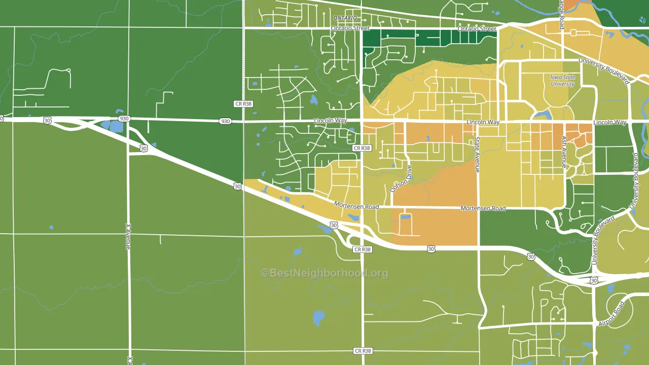 College Creek, Ames, IA block-group voter-turnout map