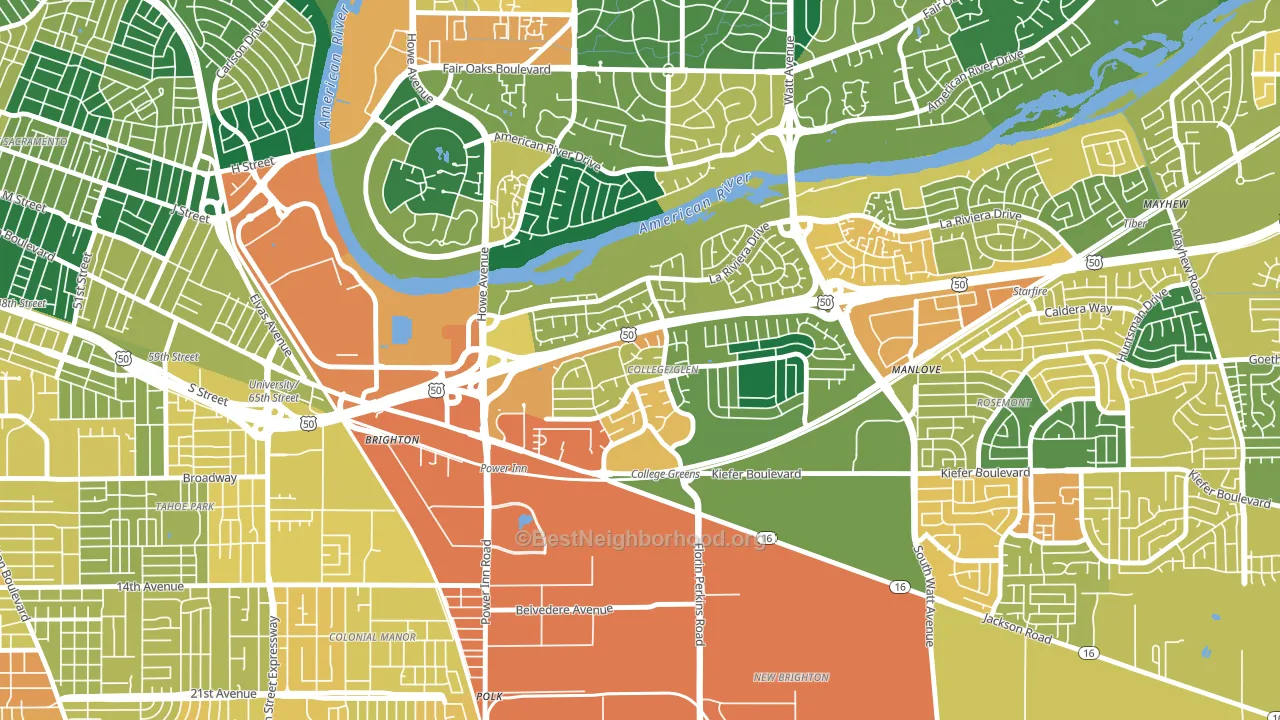College Glen, Sacramento, CA block-group voter-turnout map