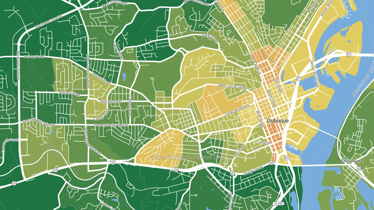 College Grandview District, Dubuque, IA block-group voter-turnout map