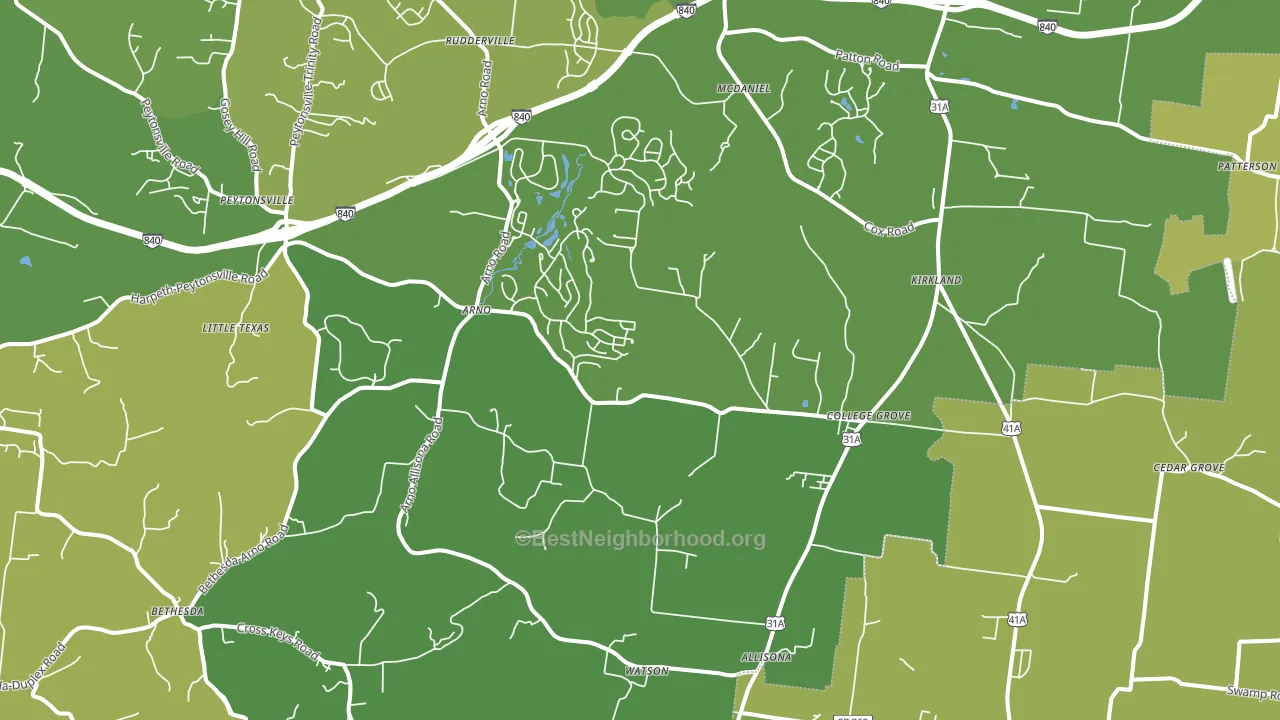 College Grove, TN block-group voter-turnout map