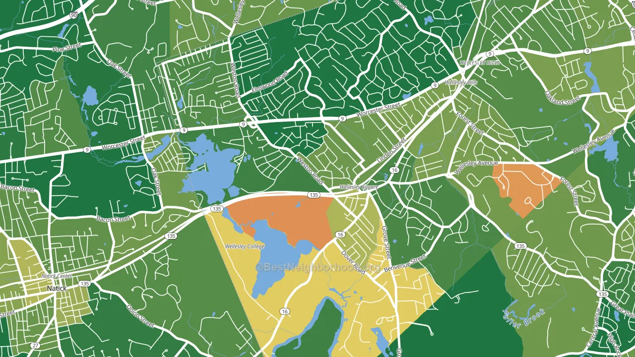 College Heights, Wellesley, MA block-group voter-turnout map