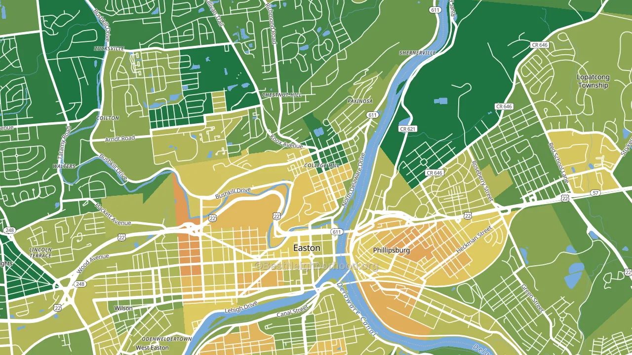 College Hill, Easton, PA block-group voter-turnout map
