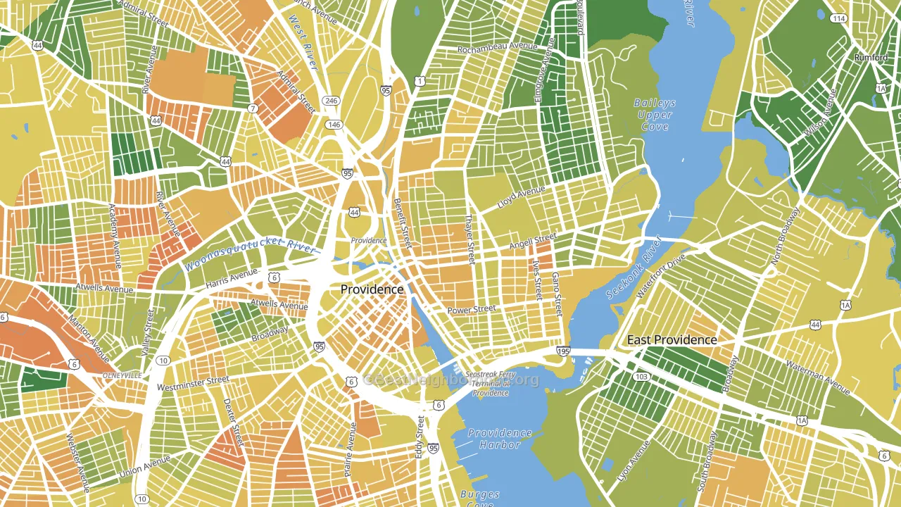 College Hill, Providence, RI block-group voter-turnout map