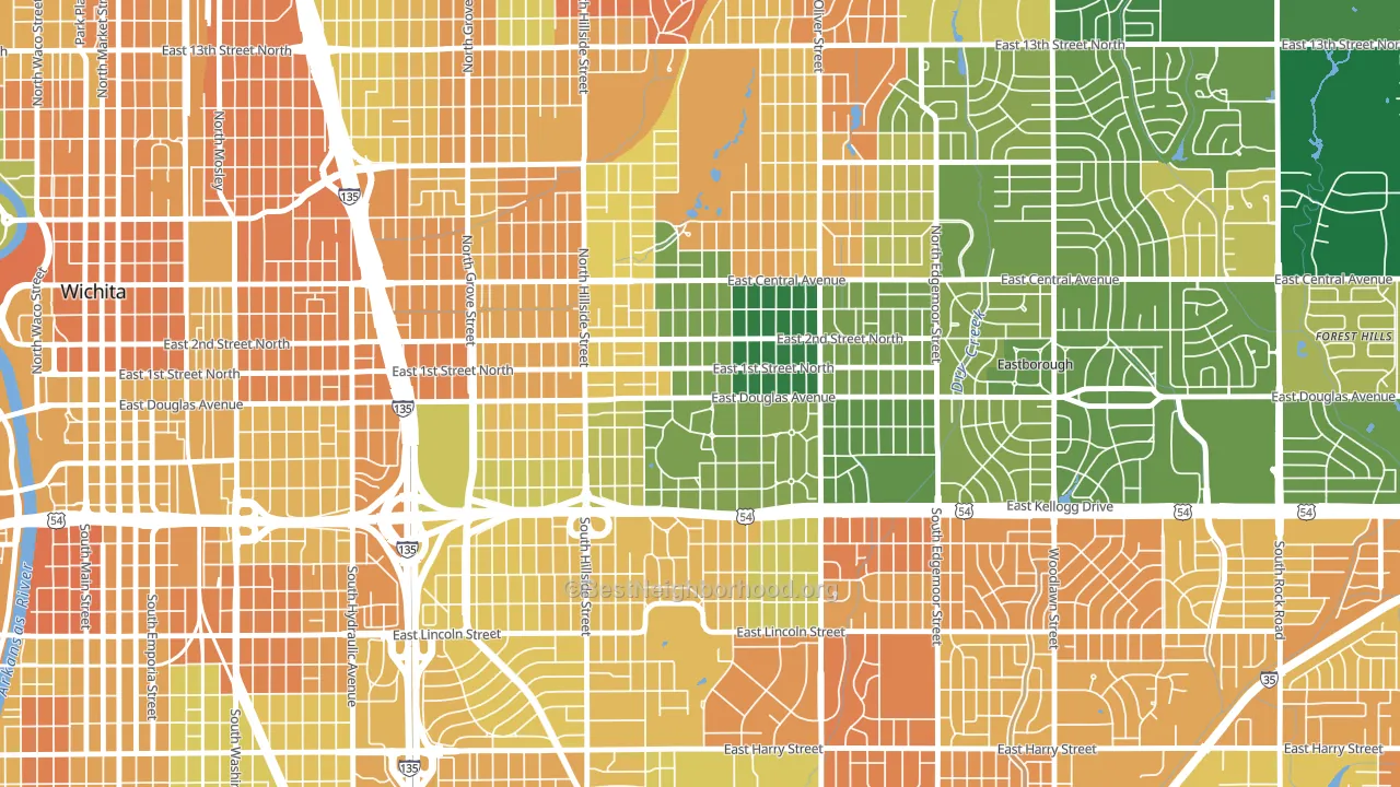 College Hill, Wichita, KS block-group voter-turnout map