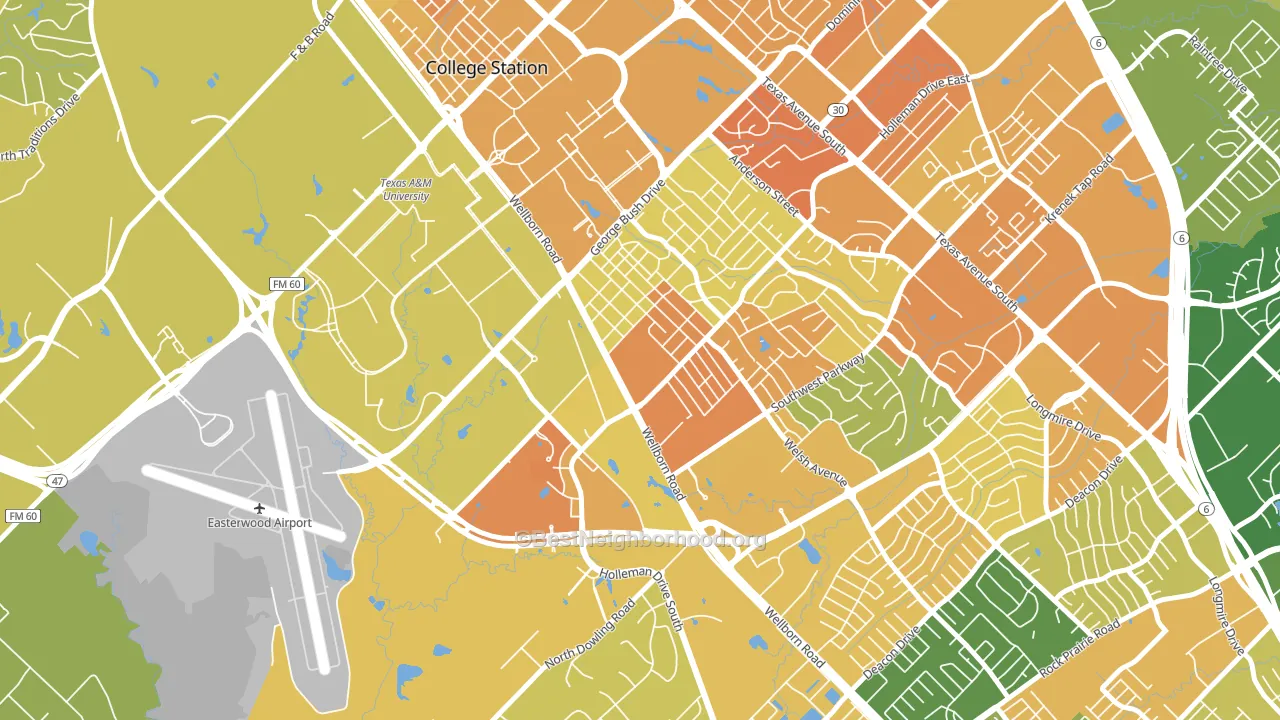 College Park, College Station, TX block-group voter-turnout map