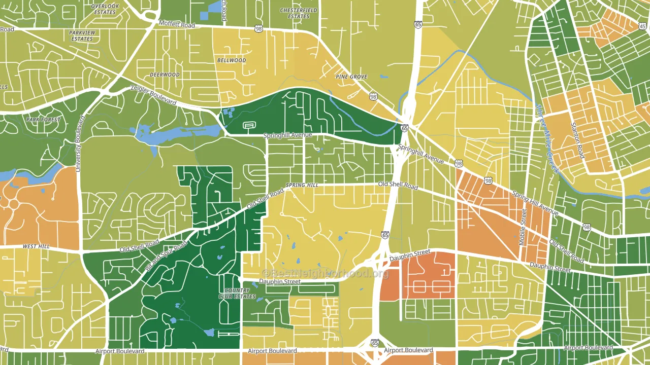 College Park, Mobile, AL block-group voter-turnout map