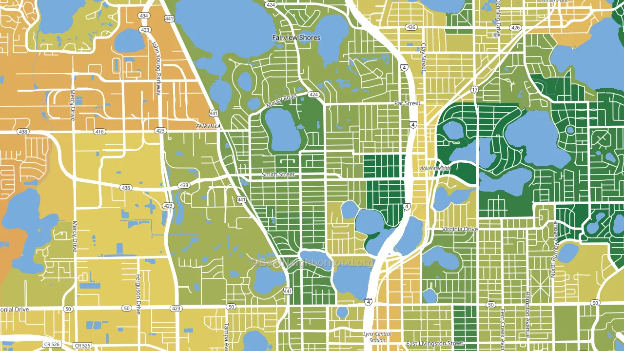 College Park, Orlando, FL block-group voter-turnout map