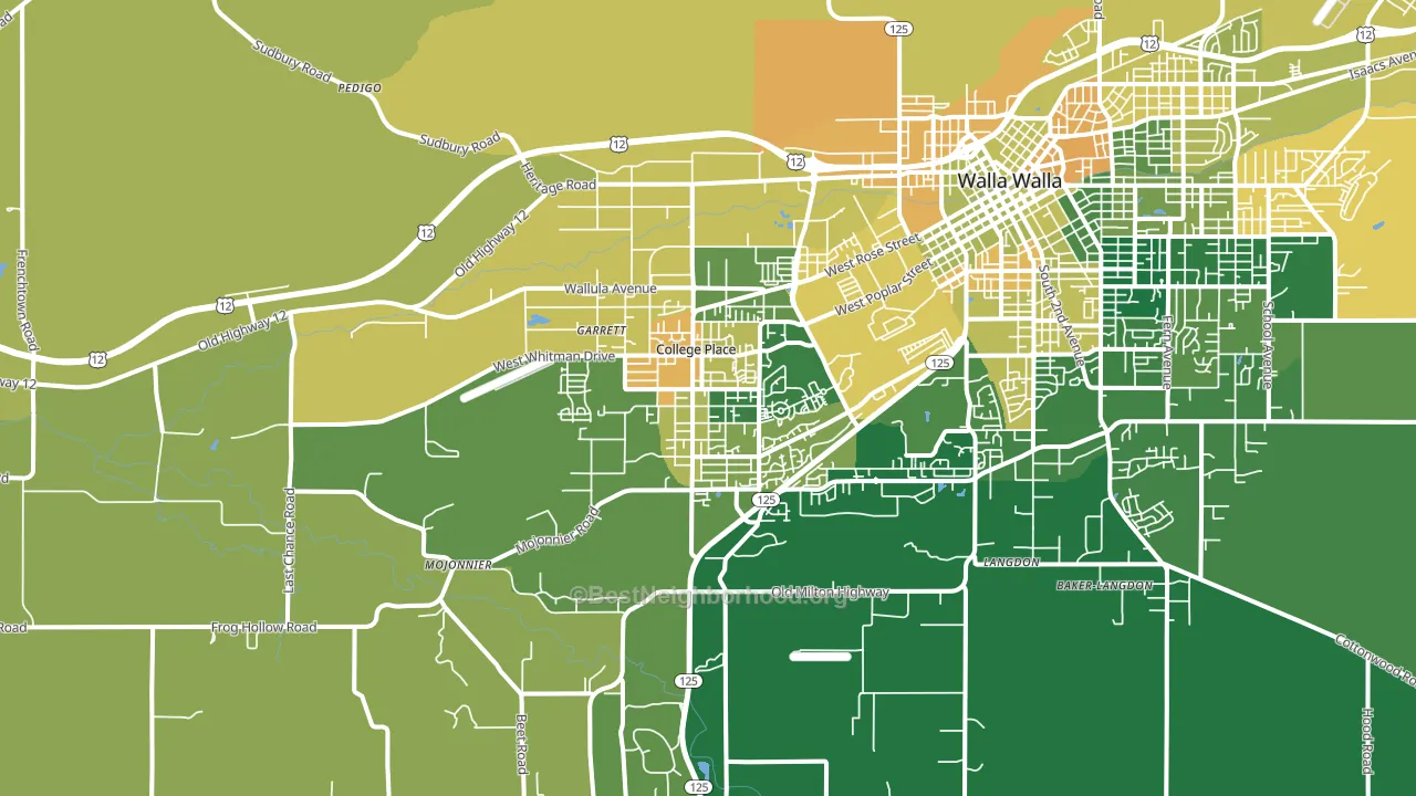College Place, WA block-group voter-turnout map