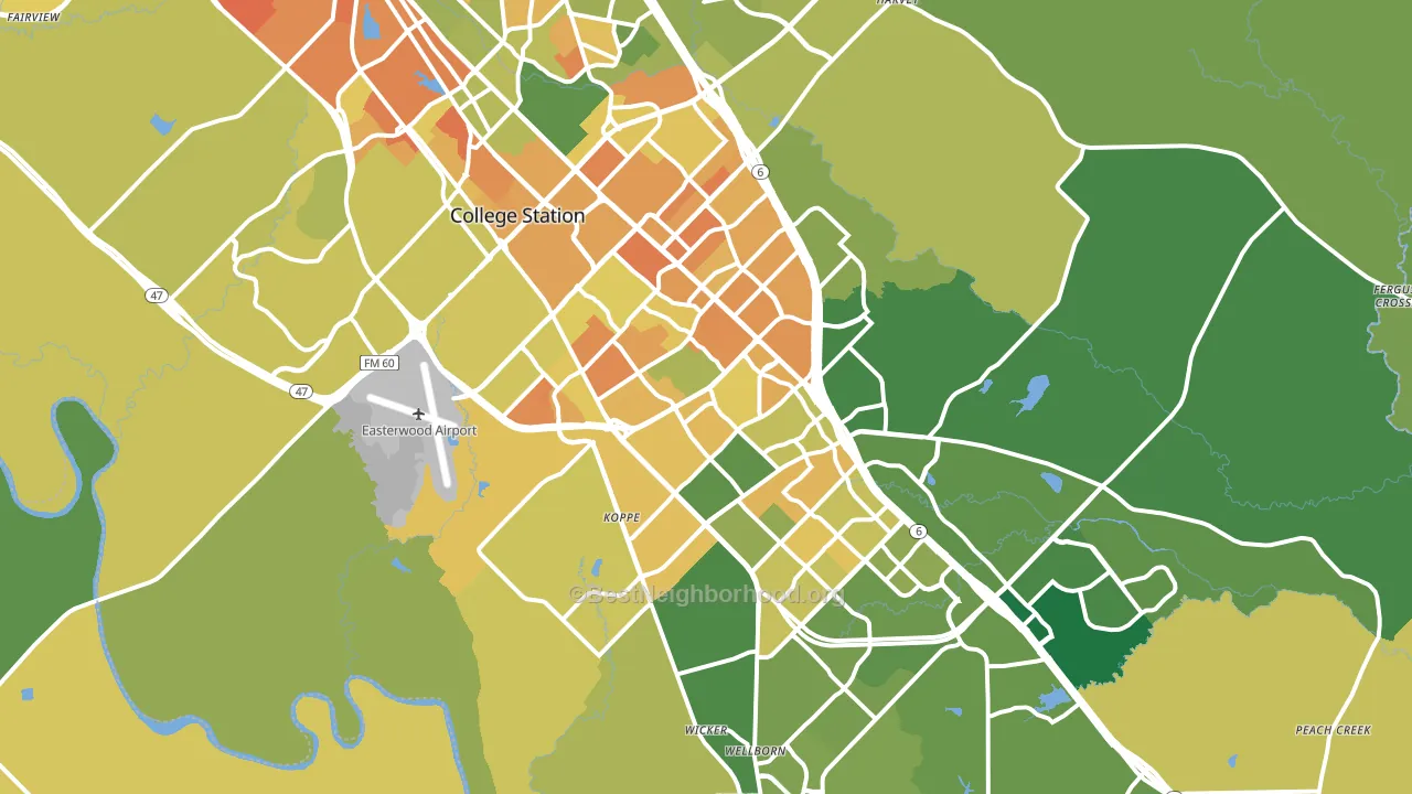 College Station, TX block-group voter-turnout map